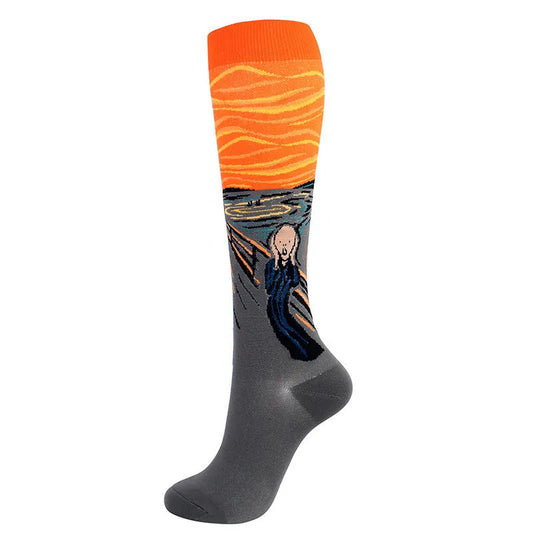 Running Compression Socks with Art Patterns