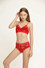 Wire-Free Thin Cotton Lace Bra Set