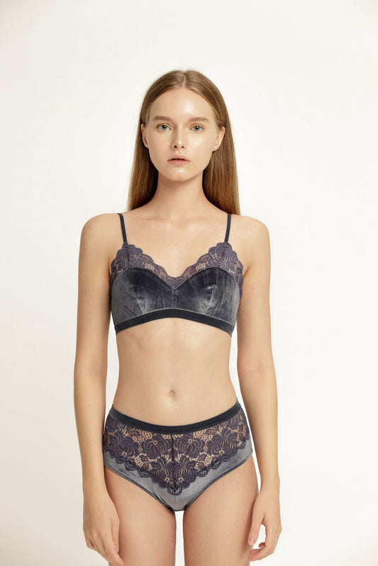 Wire-Free Thin Cotton Lace Bra Set