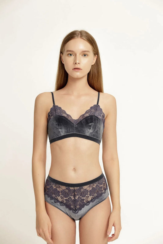 Wire-Free Thin Cotton Lace Bra Set
