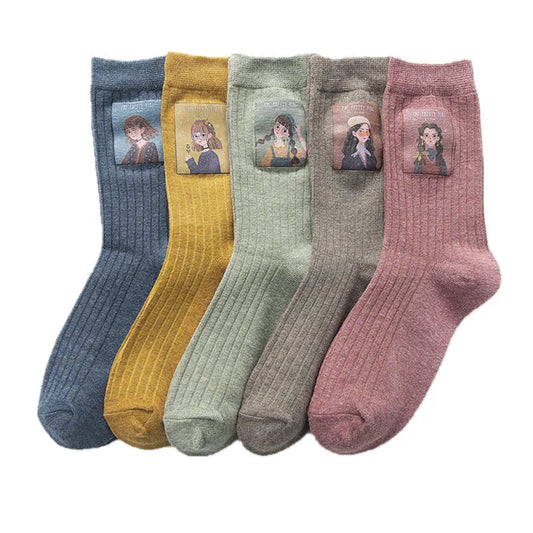 Women’s Little Girl Pattern Crew Socks