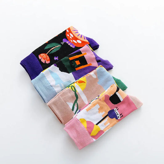 Women’s Colorful Print Crew Socks