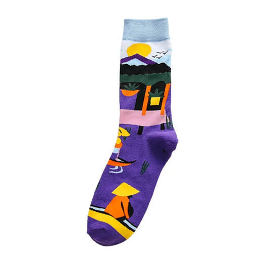 Women’s Colorful Print Crew Socks