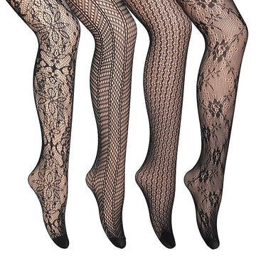 Women’s Black Jacquard Fishnet Pantyhose