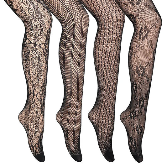 Women’s Black Jacquard Fishnet Pantyhose