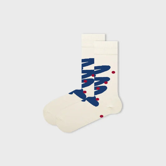 Women’s Blue & White Geometric Couple Socks