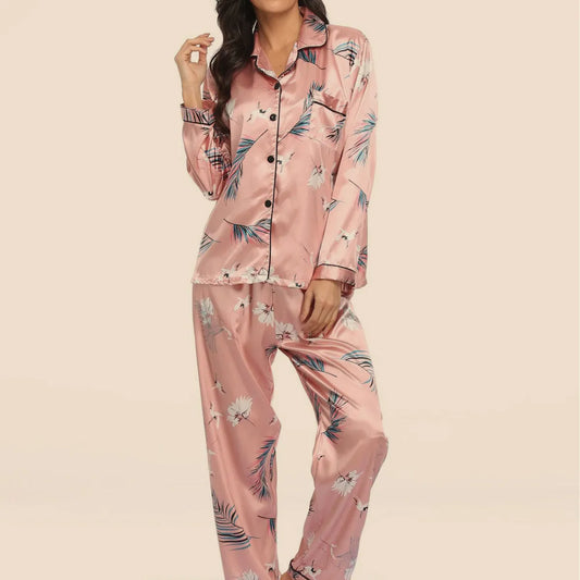 Stretch Satin Two-Piece Pajama Set