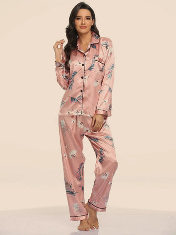 Stretch Satin Two-Piece Pajama Set