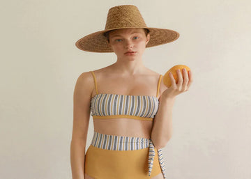 Split High Waist Striped Swimsuit