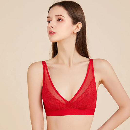 Women's Lace Silk Unwired Push-Up Bra