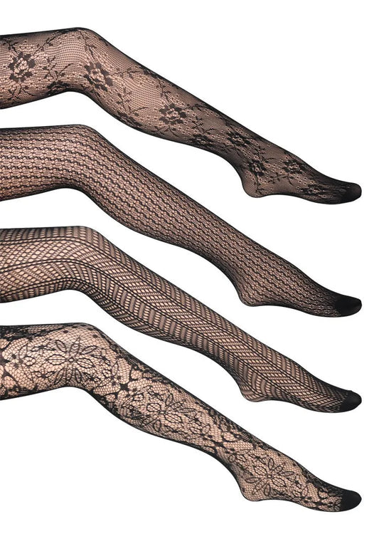 Women’s Black Jacquard Fishnet Pantyhose